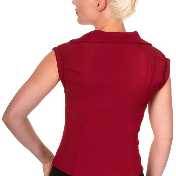 NWT Medium Burgundy Retro Rockabilly Dancing Days Vintage Inspired Top Modcloth - Picture 2 of 5